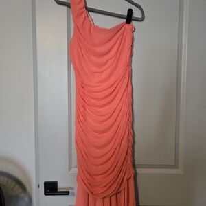 Elegant One-Shoulder Coral Dress